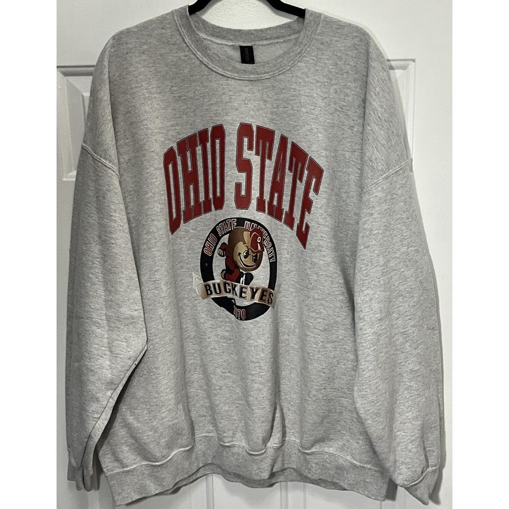 Big 10 Football The Ohio State University Buckeyes Est. 1870 Grey Sweatshirt 3XL